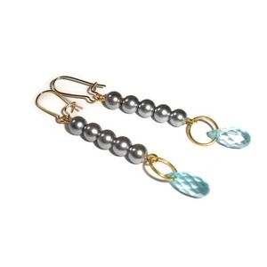 Silver Pearl earrings Grey pearl earring